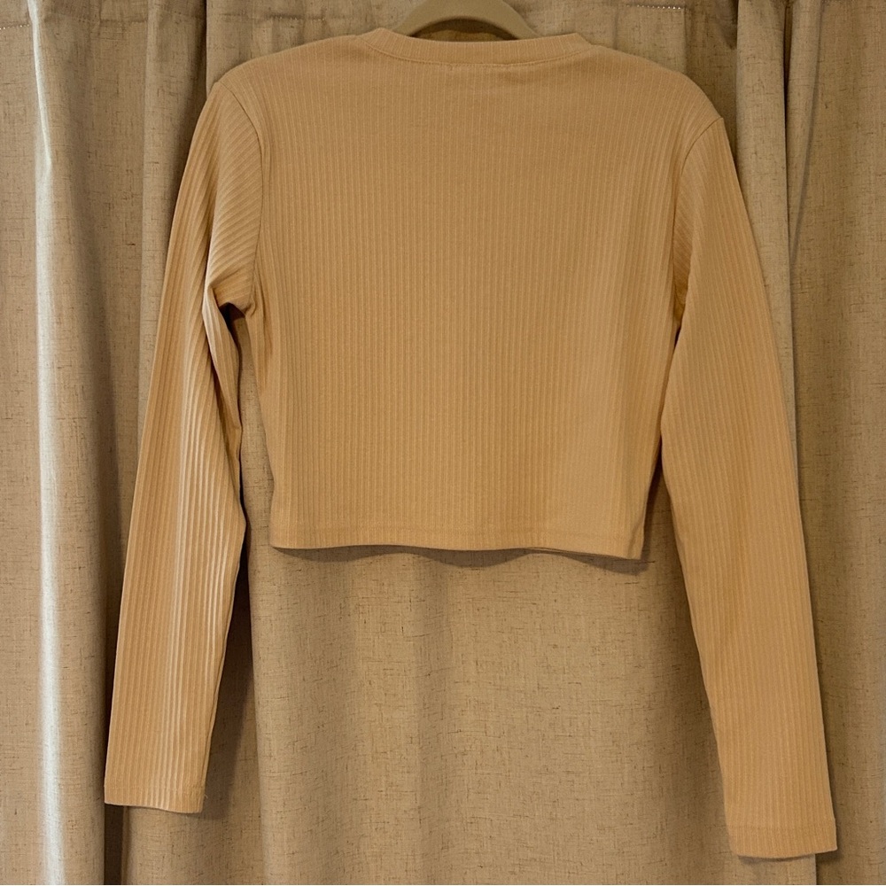 PLT Cream Ribbed Button-Up Top - Picture 2 of 2